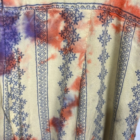 Womens Jumpsuit Tie Slip Straps Blue Snowflake Stripes Tie Dye Wide Leg Zip Back - Picture 11 of 16